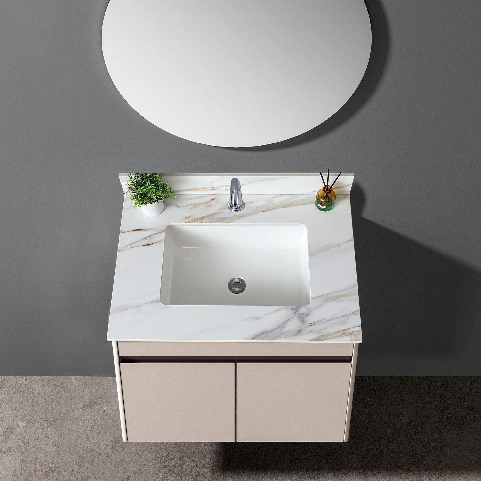 August Grove® 31 Inch Bathroom Marble Vanity Top - White, 4" Backsplash